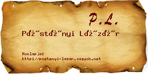 Pöstényi Lázár névjegykártya